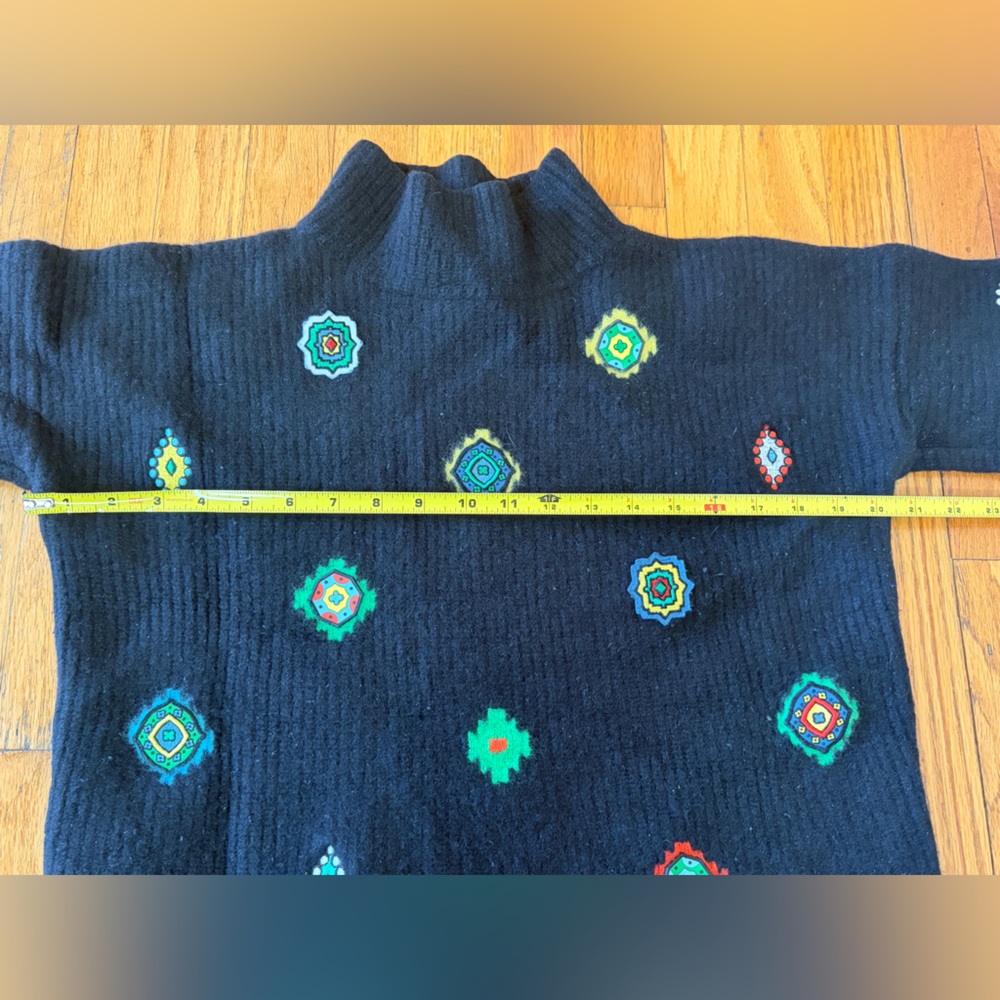 Kenzo x H&M Black Wool Embroidered & Rubberized Patch Knit High Neck Sweater Top - Picture 9 of 16